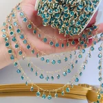 0.5Meter 1Meter Lake Blue Glass Pendant Tassel Copper Chain For DIY Necklace Exotic (New)