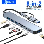 8 in 2 USB 3 Hubs TYPE C HUB USB C Docking Station 5Gbps High Speed (New)