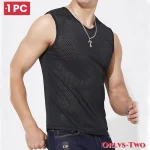 1  Mens Ice Silk Mesh Tank Tops Gym Stringer Transparent Bodybuilding Sleeveless (New)