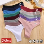 FINETOO 3 5 Cotton Brazilian Panties Womens Panties Sexy V Waist T Back Underwear Female (New)