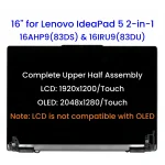 16-inch for Lenovo IdeaPad 5 2-in-1 16AHP9(83DS) 16IRU9(83DU) LCD & OLED Complete Upper Half Touch Screen Assembly Replacement (New)