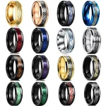 30 Colors Fashion 8MM Men Stainless Steel Celtic Dragon Rings Inlay Carbon Fiber (New)