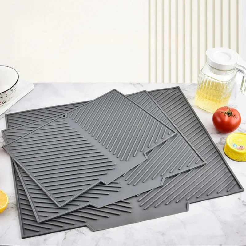 Sbf3bfa0bca85461bb20579245d2dfd66L 1 Silicone Draining Pad Diversion Opening Slope Dish Cup Storage Pad Bathroom Water (New) - Image 1