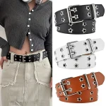 Star Eye Rivet Belt Goth Style Double Pin Buckle Man woman Fashion Casual (New)
