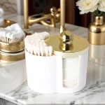 Bathroom Storage Container for Makeup Accessories Qtip Holder Clear Cotton Swab Cotton Balls (New)
