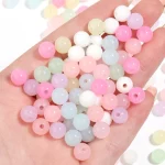 Candy Color Acrylic Beads 4 6 8 10mm Round Loose Spacer Bead for Jewelry Making DIY (New)