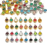 20 Stainless Steel 6mm Gold Rhinestone Beads Crystal Charms Zircon Pendants for DIY (New)