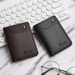 Mens fashion minimalist ultra thin small wallet vertical personalized wallet student soft wallet (New)