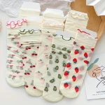 Randomly 5 pairs of socks mid length socks spring and summer thin lace (New)