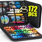 172 27 set Sewing Kit with Threads Needles Scissors Tape Measure Buttons Storage Bag Portable (New)
