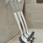 Long Handled Toilet Brush Suction Cup Type Hole Free Wall Mounted Double Sided Elbow (New)