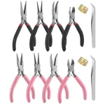 6 Set Jewelry Pliers Tools Kit Needle Chain Round Nose Pliers Tweezers with Open (New)