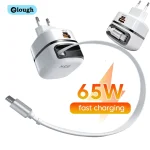 Elough 65W USB Type C Phone Charger Universal Travel Adapter Retractable Fast Charging (New)