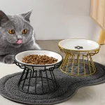 Pet Ceramic Bowl Nordic High Footed Ceramic Cat Food Bowl Snack Can Plate (New)