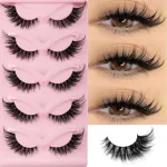 5 Pairs Cat Eye Lashes Faux Mink Eyelashes Natural Long Manga Lashes Winged (New)