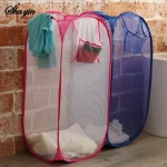 Mesh breathable laundry basket, foldable large size 40 * 40 * 70 miscellaneous (New)