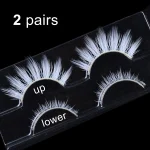 2 Pairs cas 3D White Eyelashes Clear Band Snow Color Eye Lashes Cosplay Halloween (New)