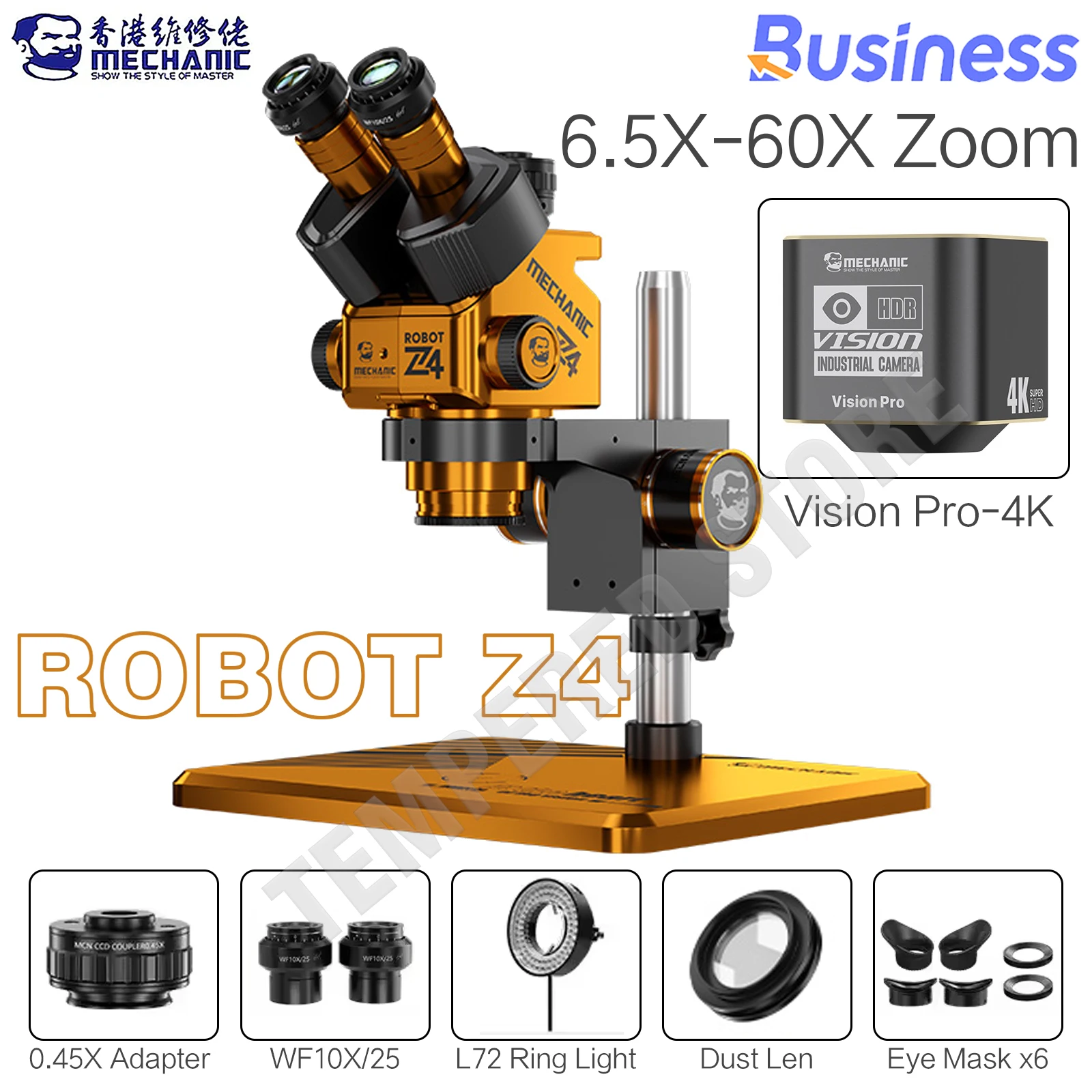 Sc69e764d087640d9bbf1aeb001dcadbbI MECHANIC ROBOT Z4-B11 Trinocular Stereo Industrial Microscope 6.5-60X Continuous Zoom (New) - Image 1