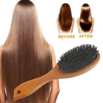 Natural Boar Bristle Brush Comb Anti Static Oval Hairdressing Hair Styly Comb Wood Woman (New)