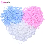 Kekelala 100 White Plastic Glue Ring Cups For Eyelashes Extension Microblading Pigment Holder (New)