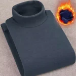 Winter Mens High Quality Half Turtleneck Velvet Top Long Sleeve Solid Color Men (New)