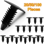 20 100 Auto Fastener Car Clips Nylon Black Plastic Rivet Fender Bumper Shield Retainer (New)
