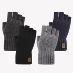 Winter Gloves For Men Half Finger Writting Office Cycling Knitted Gloves Students Alpaca (New)