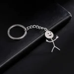 Cartoon Couple Stainless Steel Keychain For Men, Graffiti Keychain (New)
