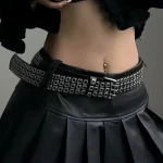 Women Belt Fashion Square Beads, Willow Nails, Three Exhaust Eyes, Punk Street Cool, (New)
