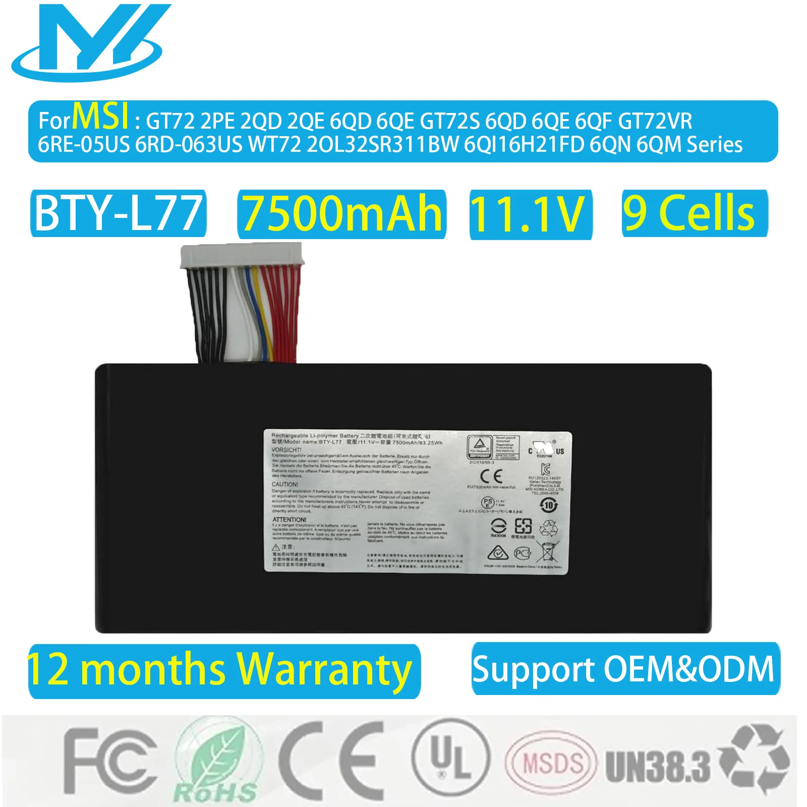 Sc9c82dc81b4f4a7b87cb4a204b733006h.webp Best Replacement Battery BTY-L77 11.1V 7500mAh Msi GT72 2QD GT72S 6QF (New) - Image 1