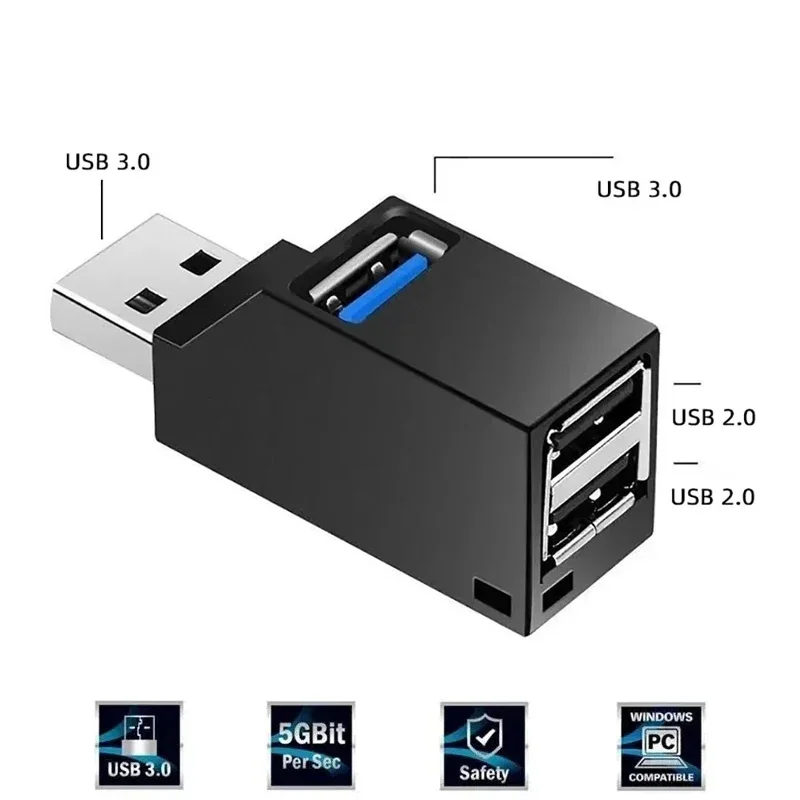 Scac29538133b42709de94bec6d7708422 USB 3 HUB Extender Car Splitter Multi Port USB Hubs 2 Laptop Office (New) - Image 1
