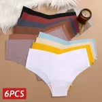 6 Women Seamless Panties Ice Silk Ultra Thin Briefs Sexy V Waist Underwear (New)