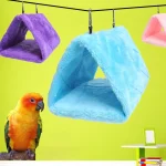 Bird Bed Winter Parrot Cages Warm Plush Triangle Hammock Hut Tent Bed Hanging (New)