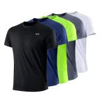 Summer Mens Quick Drying Running and Fitness Sports Shirt   Mens Short Sleeved Fitness (New)