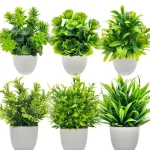 1 Artificial Plant with Plastic Pot for Home Office Desk Living Room Bedroom (New)