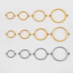 10 Stainless Steel Hollow Double Hole Circle Pendant Connectors for Bracelet Tray Jewelry (New)