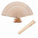 Chinese Sandalwood Scented Folding Hollow Wooden Fans Hand Held Fans 20cm Home Decoration (New)