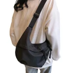 retro nylon tote bag, stylish large capacity shoulder bag, commuting crossbody bag (New)