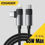 Essager 2-in-1 Right Angle Cable C-L 29W C-C 65W Fast (New)