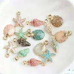 30 50 Of Random Dripping Oil Pearlescent Conch Shell Starfish Diy Jewelry Accessories Bracelet (New)