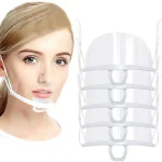 5 Reusable Transparent Anti fog Mask Shield Cover Restaurant School Plastic Anti saliva Mouth Shield (New)
