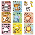 8 Sheets Cartoon Animal Puzzle Stickers Make a Face Cartoon Decals Stationery Notebook (New)