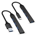 Black Color 4 Port USB Type C HUB 3.0 2.0 High Speed Splitter (New)