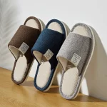 Home Linen Slippers For Men In Spring&Autumn Comfortable Bedroom Open toed&Breathable Slippers Mens & (New)