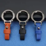 Titanium Alloy Cowhide Leather Keychain Waist Belt Buckle Carabiner Car Key Holder Small (New)