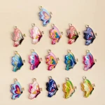 16 lot Mixed Enamel Butterfly Charms Insect Alloy Pendant DIY Earrings Necklace For Jewelry (New)