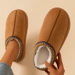 Winter Womens Slippers Boots Fashion Fuzzy Fur Anti slip Soft Sole Outdoor Indoor Warm (New)