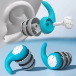 Silicone Noise Cancelling Earplugs Noise Filter Sleep Swimming Waterproof Three Layer Mute Earplugs (New)