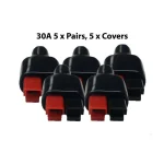 5 Pairs 30AMP Plug 600V Connector Rubber Black PVC Dust Covers Terminal Sleeves (New)