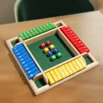 Wooden Arithmetic Dice Board Game â€“ Flip Card Box with 4 Sided Number Tiles, (New)